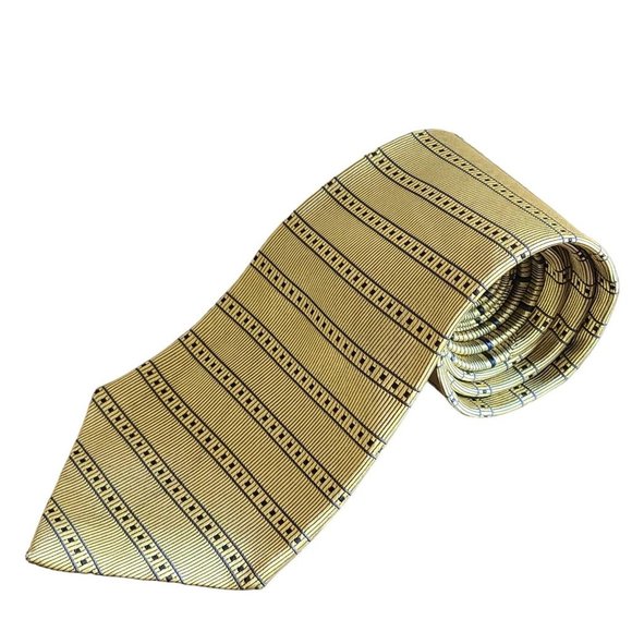 TOMMY HILFIGER Men's Silk Tie Microcheck Horizontal Vertical Stripes Made in USA - Picture 1 of 3
